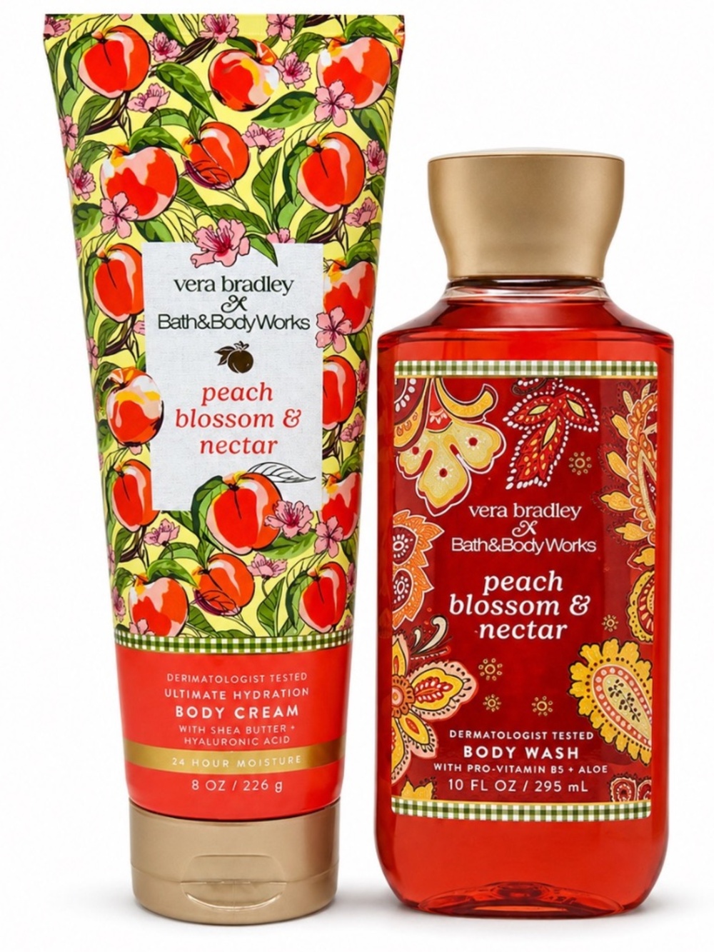 NWT Vera Bradley x Bath & Body Works Peach Blossom Nectar Body Cream Wash Set